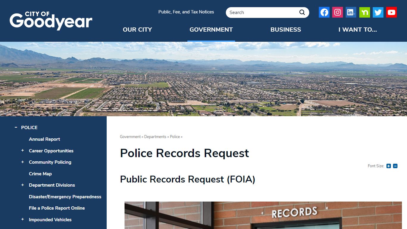 Police Records Request | City of Goodyear