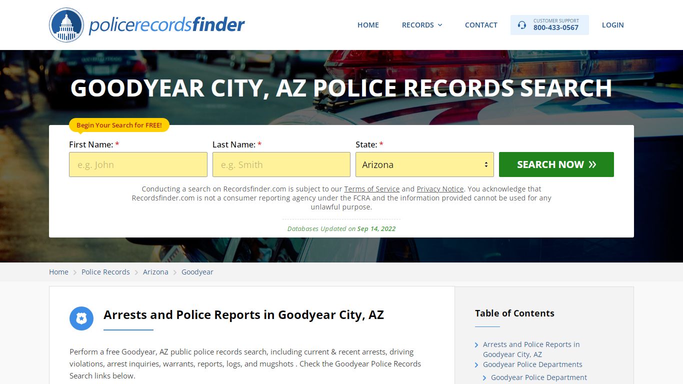 Goodyear, Maricopa County, AZ Police Reports & Police Department Records