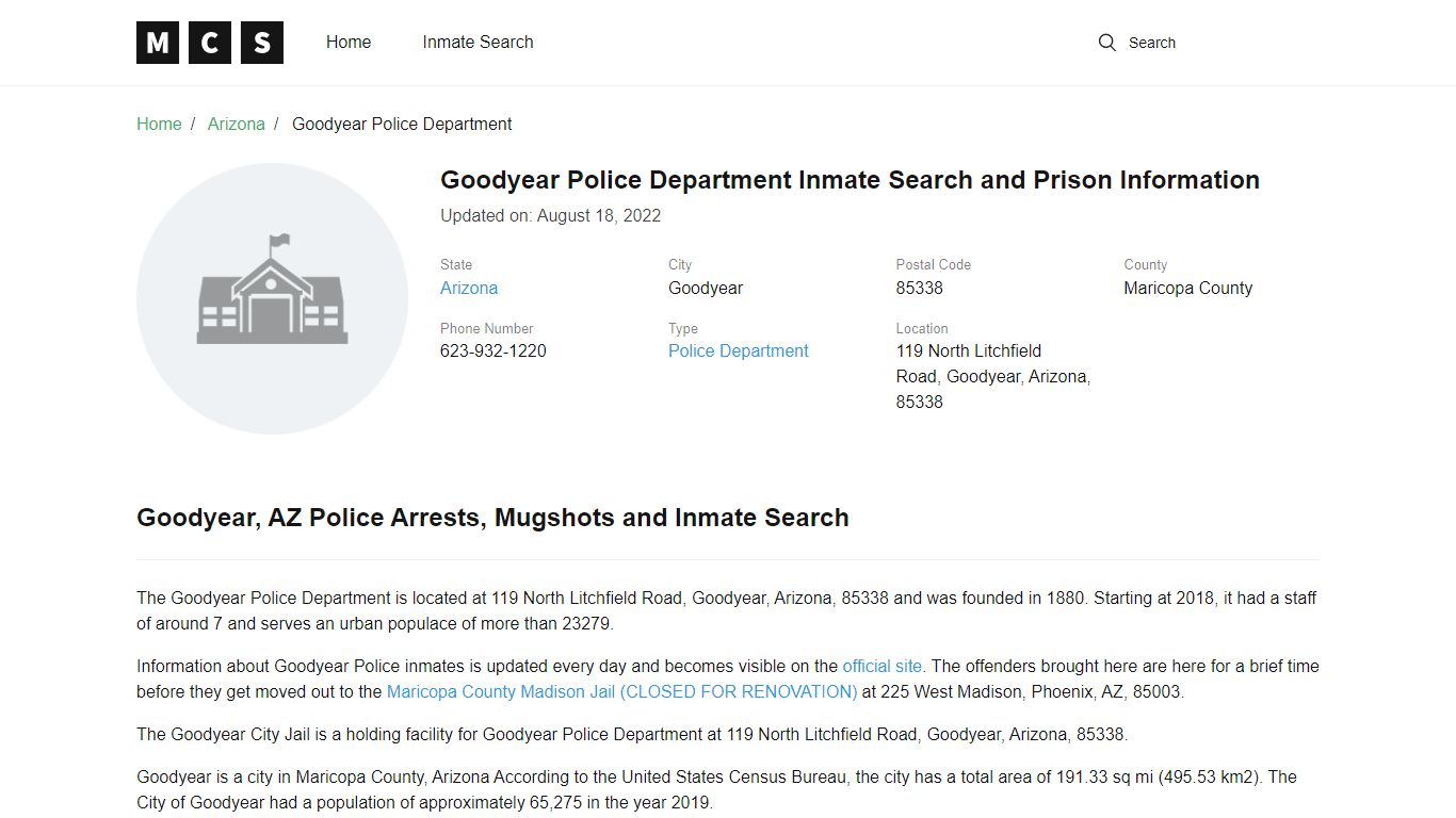 Goodyear, AZ Police and Jail Records - madisoncounty-sheriff.com