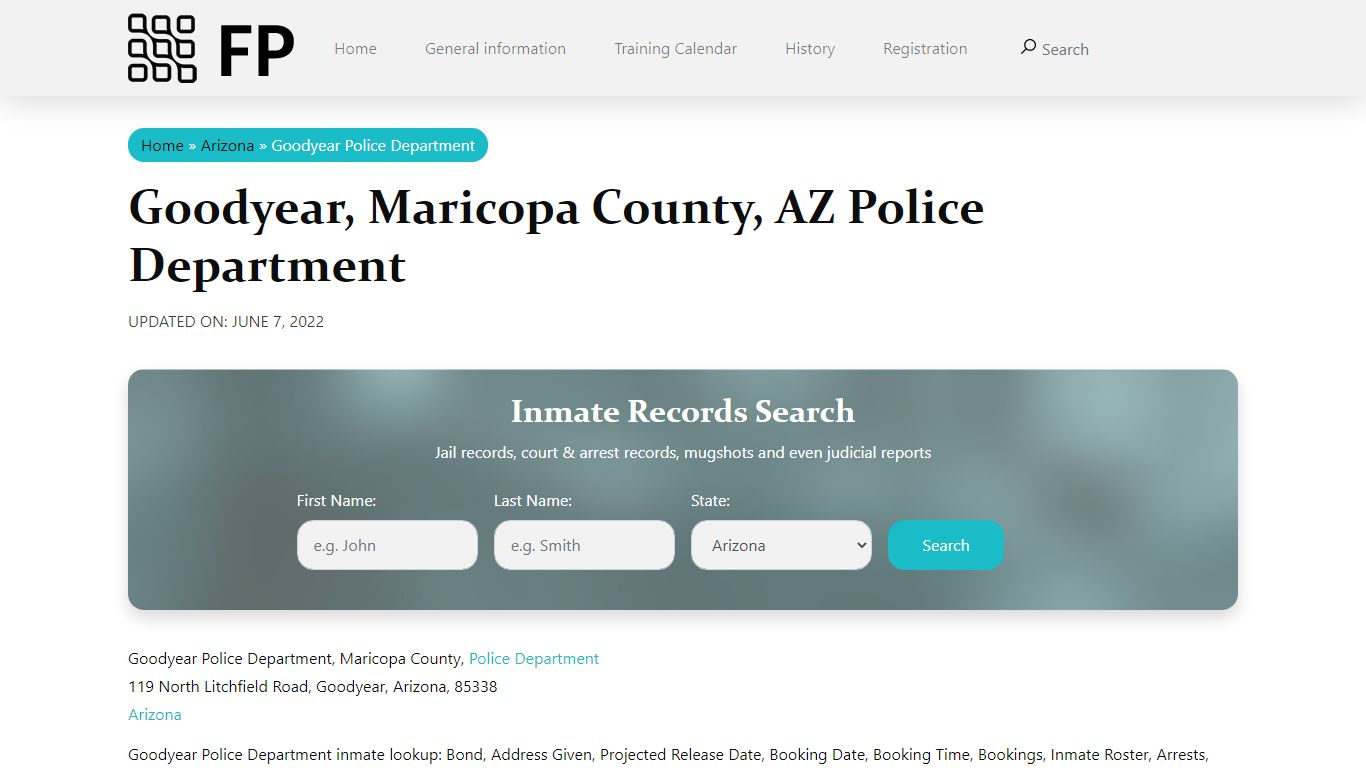 Goodyear, AZ Police - City Jail Inmates, Arrests
